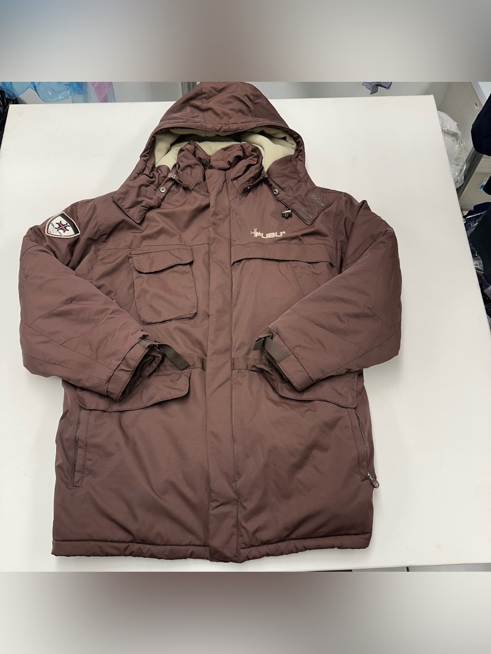 Vintage Fubu Puffer Coat Jacket Men’s 2XL Brown 90s Y2K Hip Hop Circa ‘92